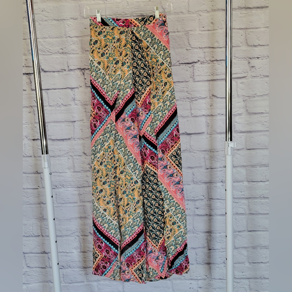 AKIRA Multicolor Patchwork Split Leg Pant
